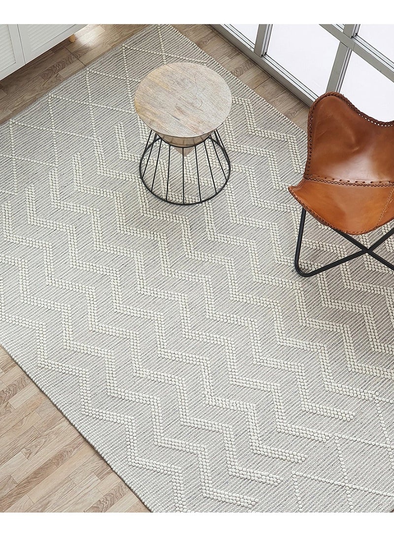 رمشة سجادة منسوجة يدويًا لغرفة النوم وغرفة المعيشة سجادة منسوجة سجادة بلون طبيعي وأبيض srn-016 - Image 5